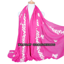 Nova Marca Padrão Mulheres floral algodão Bordado hijab xaile
